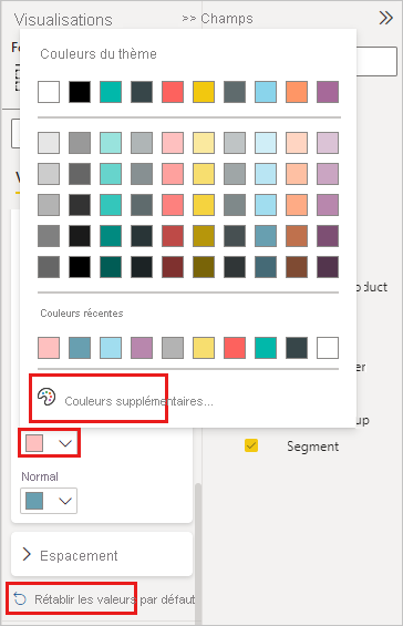 Screenshot showing Data color section with color palette open.