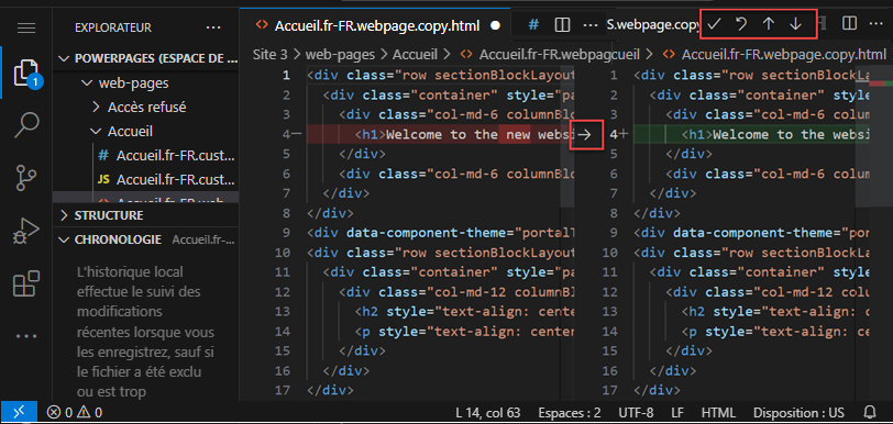 Conflits de fusion dans le code.