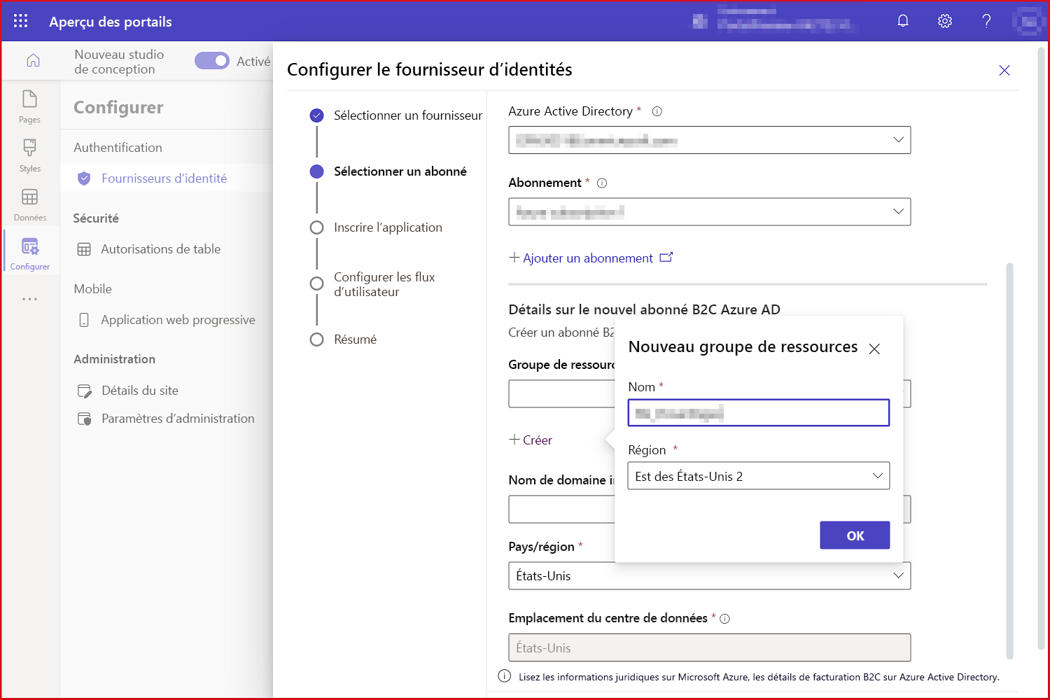 Entrer les détails pour configurer le fournisseur d’identité.