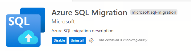 Screenshot montrant l’extension de migration Azure SQL.