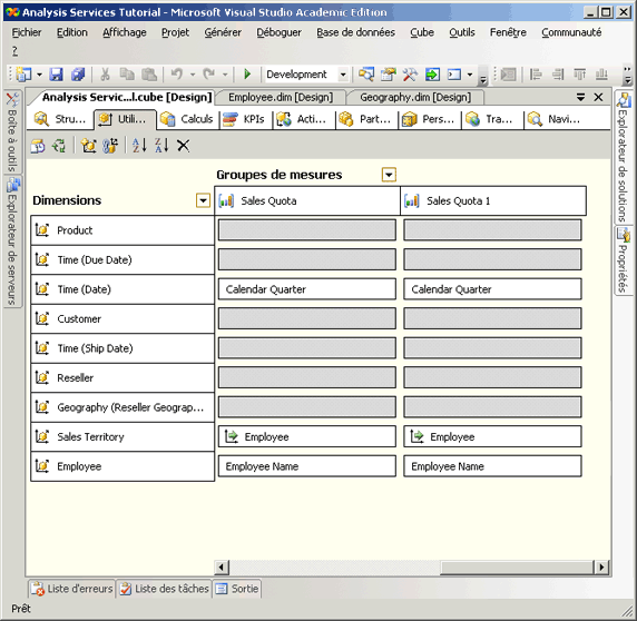 Trimestre calendrier défini en tant qu'attribut de granularité
