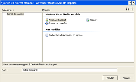 Boîte de dialogue Ajouter un nouvel élément
