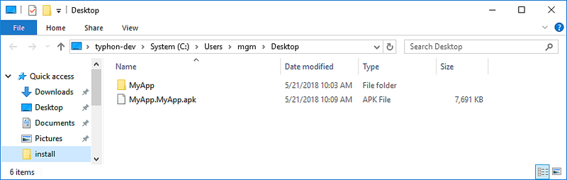 APK affiché dans Windows Explorer