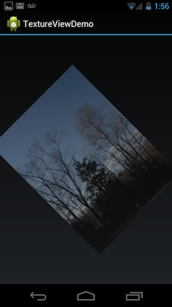 Exemple d’application s’exécutant sur un appareil, affichant une image