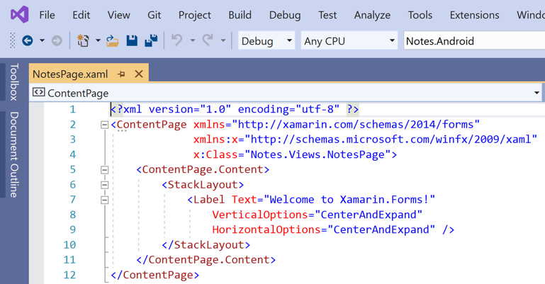 Ouvrir NotesPage.xaml