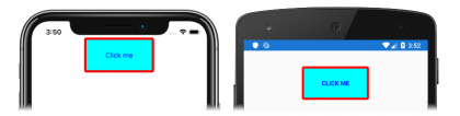 Capture d’écran d’un bouton dont l’apparence a changé, sur iOS et Android