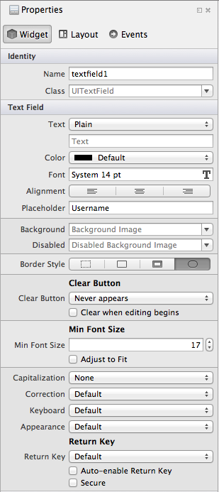 Propriétés UITextField