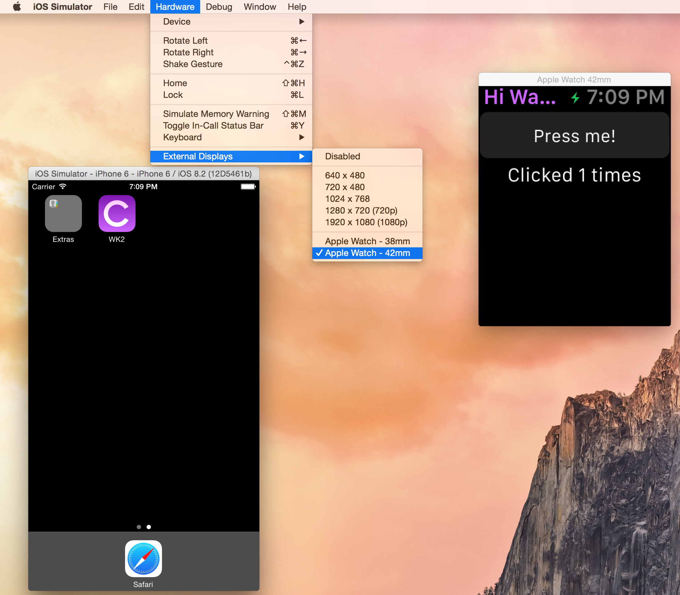 Application en cours d’exécution dans le simulateur