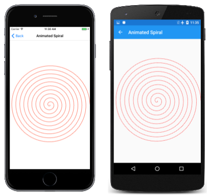 Capture d’écran triple de la page Spirale animée