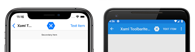 Capture d’écran de démonstration ToolbarItem sur Android et iOS « Capture d’écran de démonstration ToolbarItem sur Android et iOS »