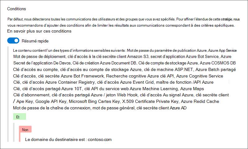 Exemple 3 du générateur de conditions de conformité des communications.