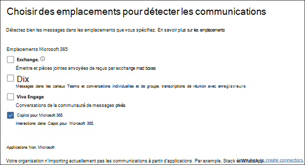 Emplacements de conformité des communications.