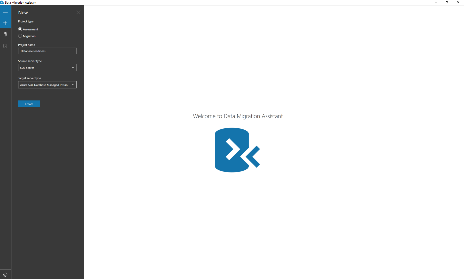 Capture d’écran d’Azure Migrate - Interface de l’Assistant Migration de données.