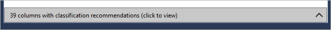 Capture d’écran montrant la notification qui indique 39 colonnes avec des recommandations de classification (cliquez pour afficher).