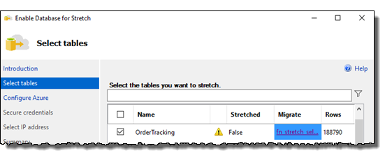 Capture d’écran expliquant comment sélectionner une page Tables après avoir défini un prédicat de fltre.