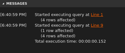 Capture d’écran de l’interface utilisateur graphique de Visual Studio Code, créer des messages de base de données.