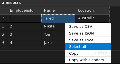 Capture d’écran de l’interface utilisateur graphique de Visual Studio Code, menu contextuel.