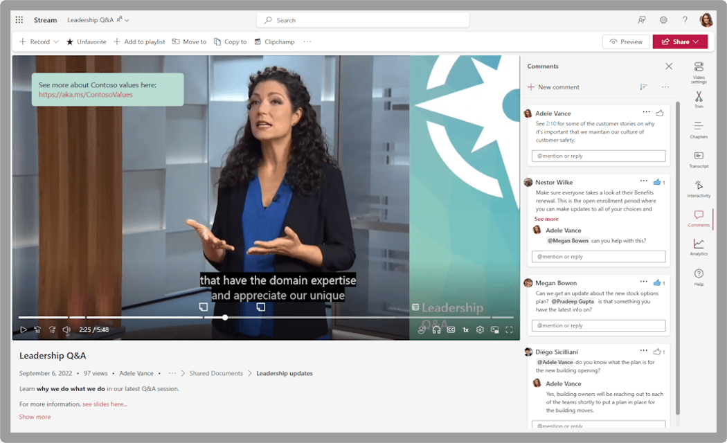 Diffuser le web avec le volet de commentaires ouvert