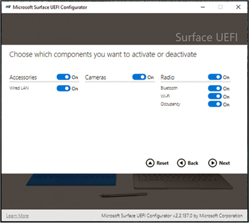 Paramètres UEFI Surface Hub.