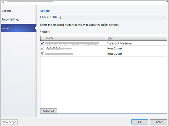 Capture d’écran du cluster sélectionné.