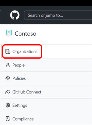Sélectionnez Organisations