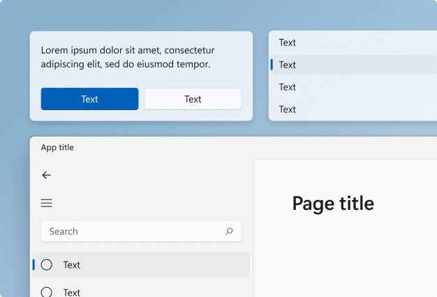 Plusieurs éléments d’IU mettant en évidence la nouvelle géométrie dans Windows&nbsp;11