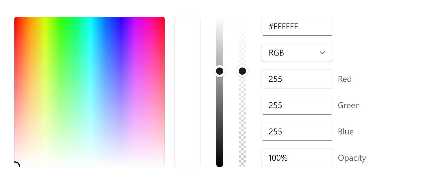 Sélecteur de couleurs dans une orientation horizontale