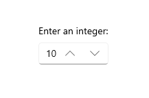 Un NumberBox avec un bouton flèche vers le bas et un bouton flèche vers le haut à côté de celui-ci.