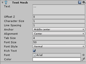 Capture d’écran montrant la configuration du composant texte d’étiquette