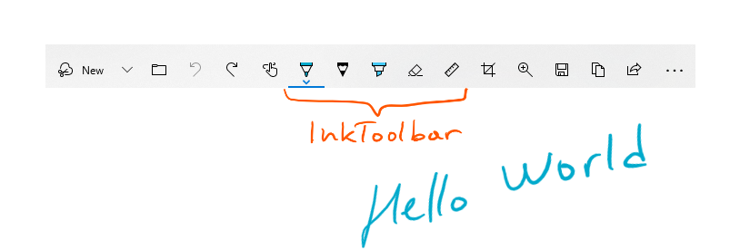 InkToolbar dans l’espace de travail Windows Ink