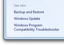 capture d’écran du centre de notifications « voir également » les liens 