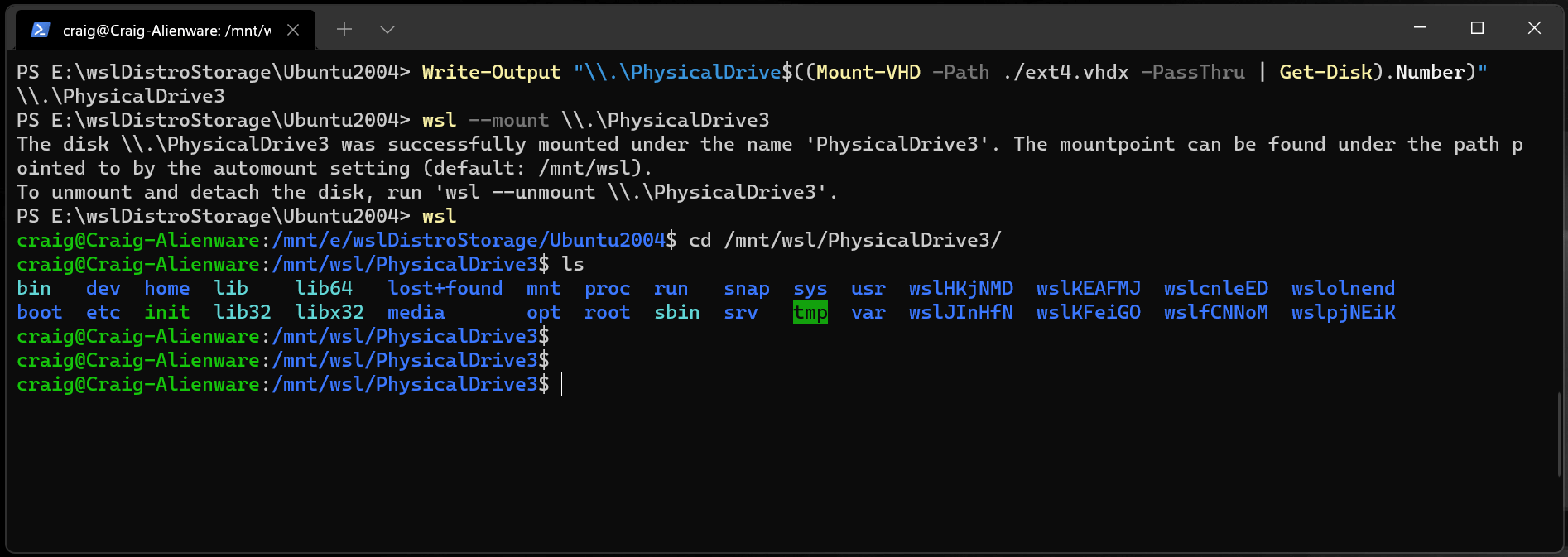 Montage d’un disque dur virtuel (VHD) WSL