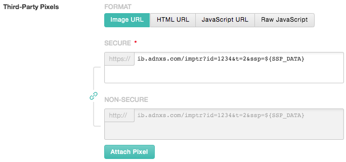 Capture d’écran qui décrit comment ajouter la macro à un pixel de suivi des impressions au lieu de l’URL de la page d’accueil creatives.