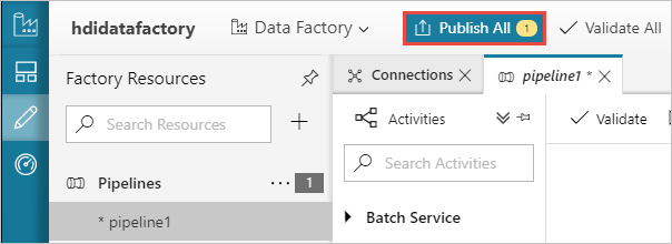 Publiez le pipeline Azure Data Factory.