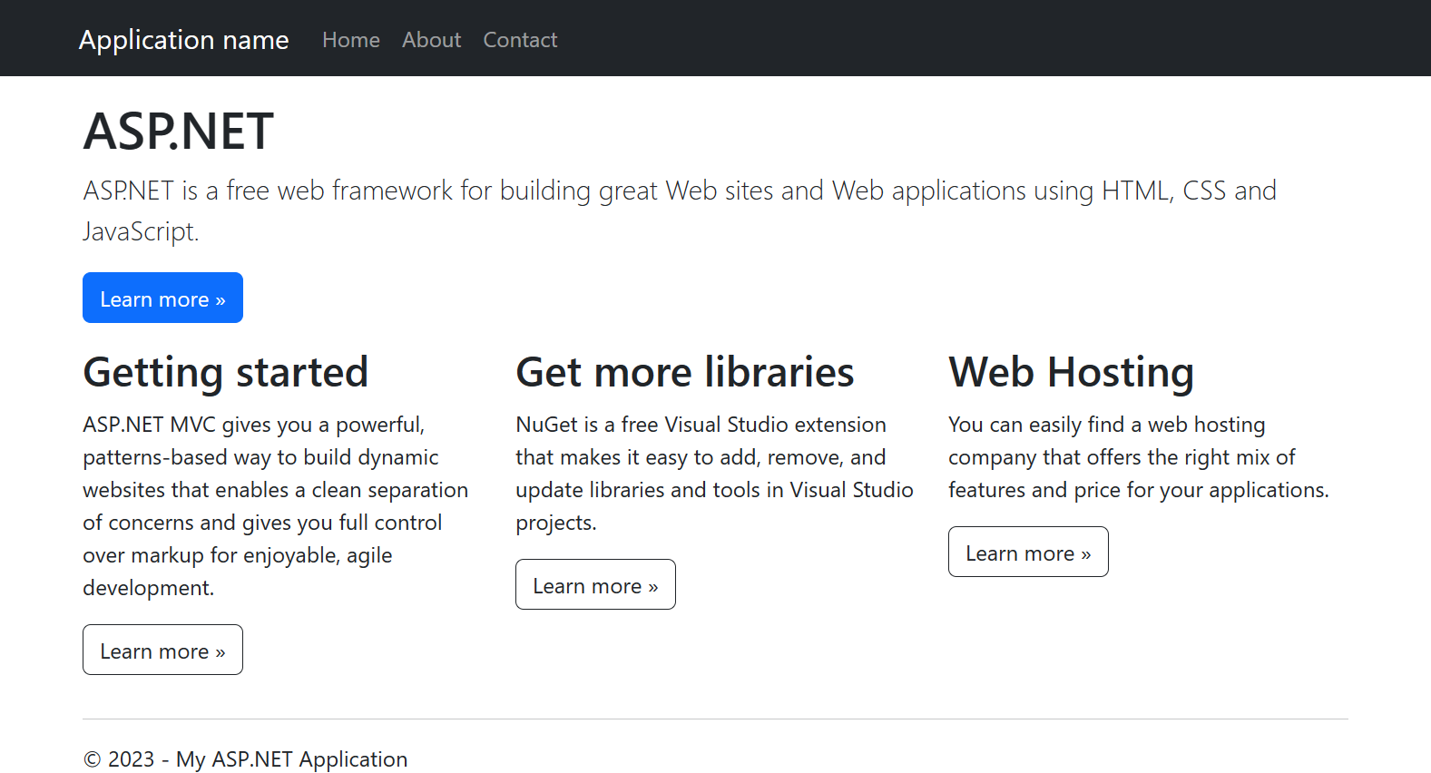 Visual Studio : Application web ASP.NET Framework 4.8 dans Azure.