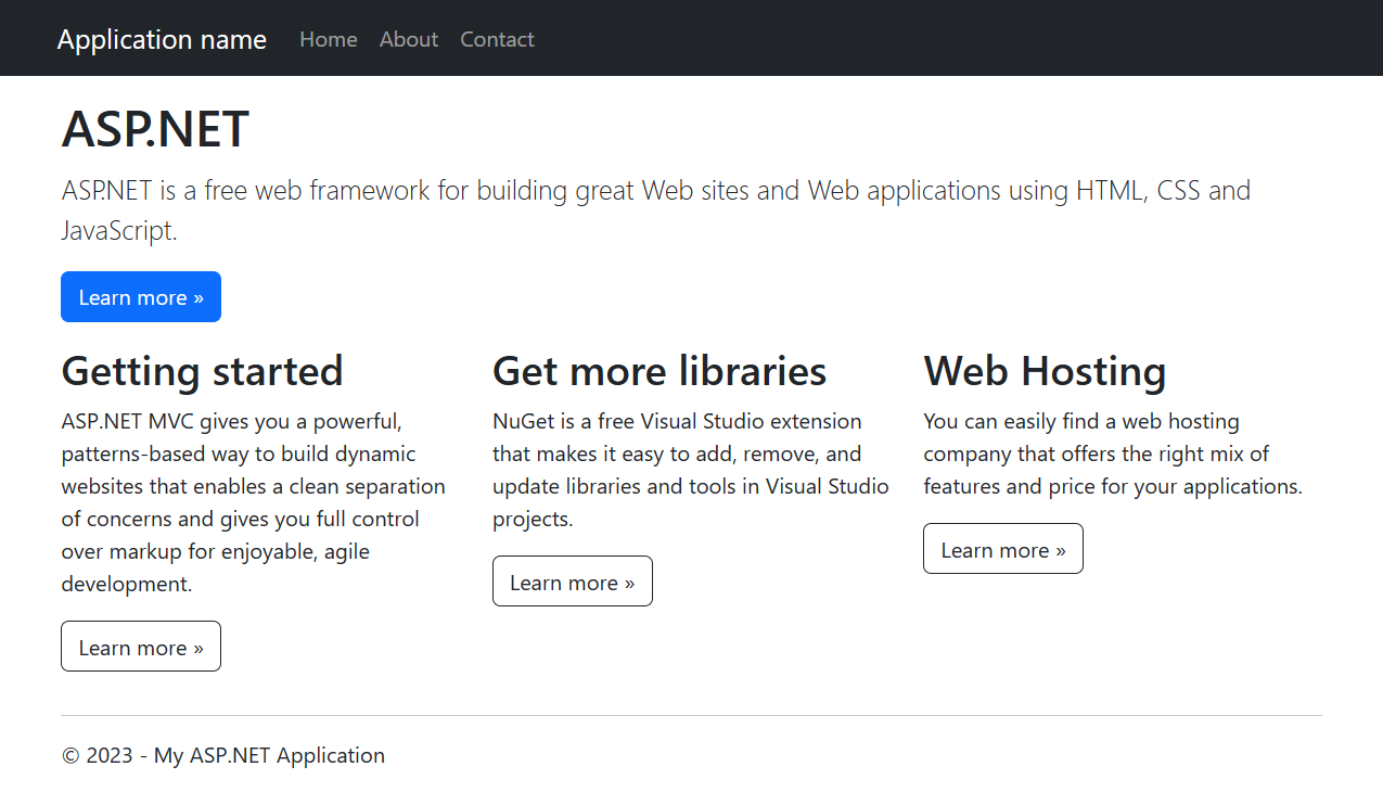 Visual Studio : ASP.NET Framework 4.8, exécution locale.