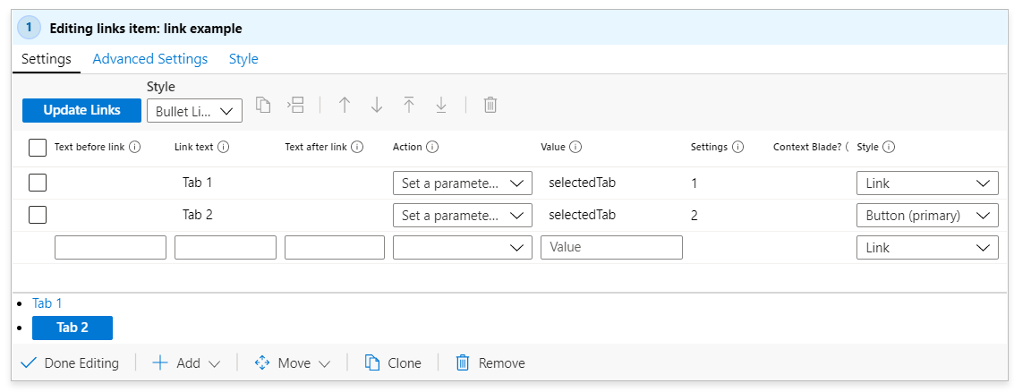 Capture d’écran de l’ajout d’un lien à un classeur.