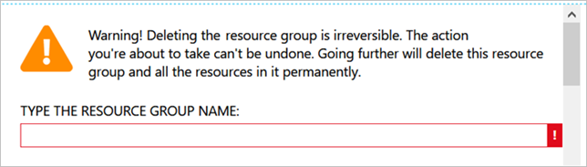 Capture d’écran montrant la confirmation de la suppression du groupe de ressources.