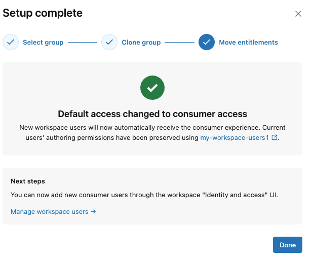 Changez l'accès par défaut en accès utilisateur.