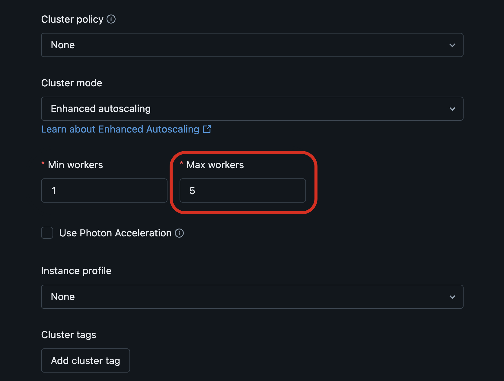 Volet Calcul de l’interface utilisateur des pipelines, où vous pouvez définir le nombre maximal de travailleurs pour la mise à l’échelle automatique