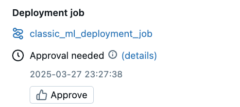 Bouton Approuver sur la page de version du modèle dans la barre latérale de la tâche de déploiement.