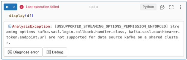 Erreur de diffusion non prise en charge