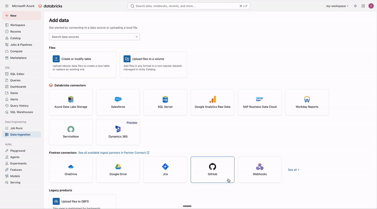 Chargement d’un fichier dans un volume à l’aide de l’interface utilisateur