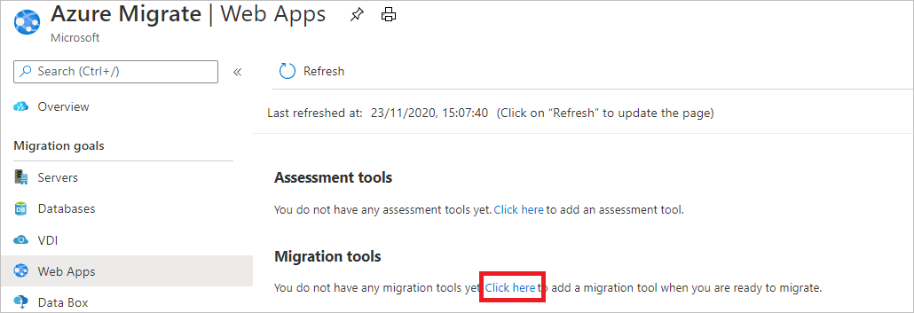 Ajouter des outils de migration d’application web
