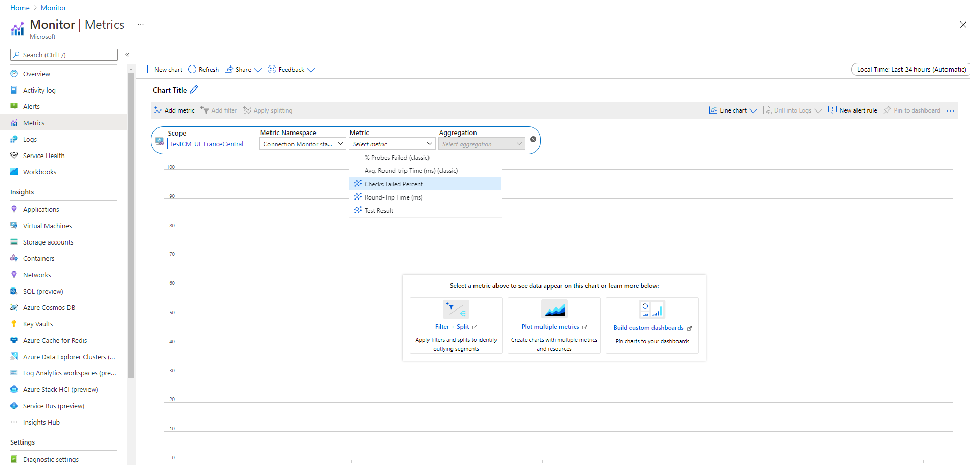 Capture d’écran montrant les métriques dans un Moniteur de connexion.