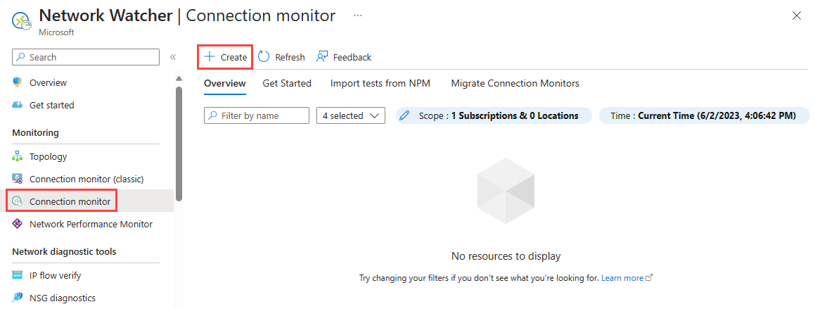 La capture d'écran montre la page de surveillance des connexions dans le portail Azure.