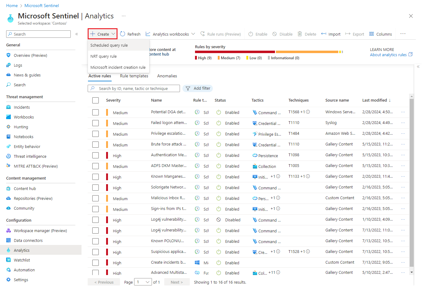 Capture d’écran de la vue Analytique du portail Azure.