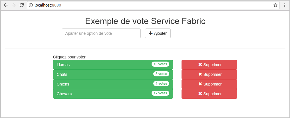 Azure Service Fabric - Exemple de vote