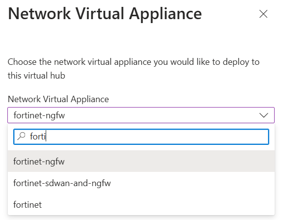 Capture d’écran montrant comment sélectionner un fournisseur NVA.