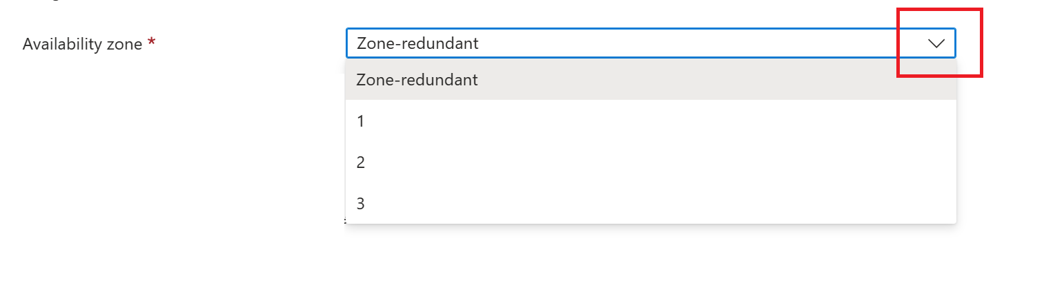 Capture d’écran illustrant la sélection de la zone de disponibilité pour sélectionner une zone de disponibilité.